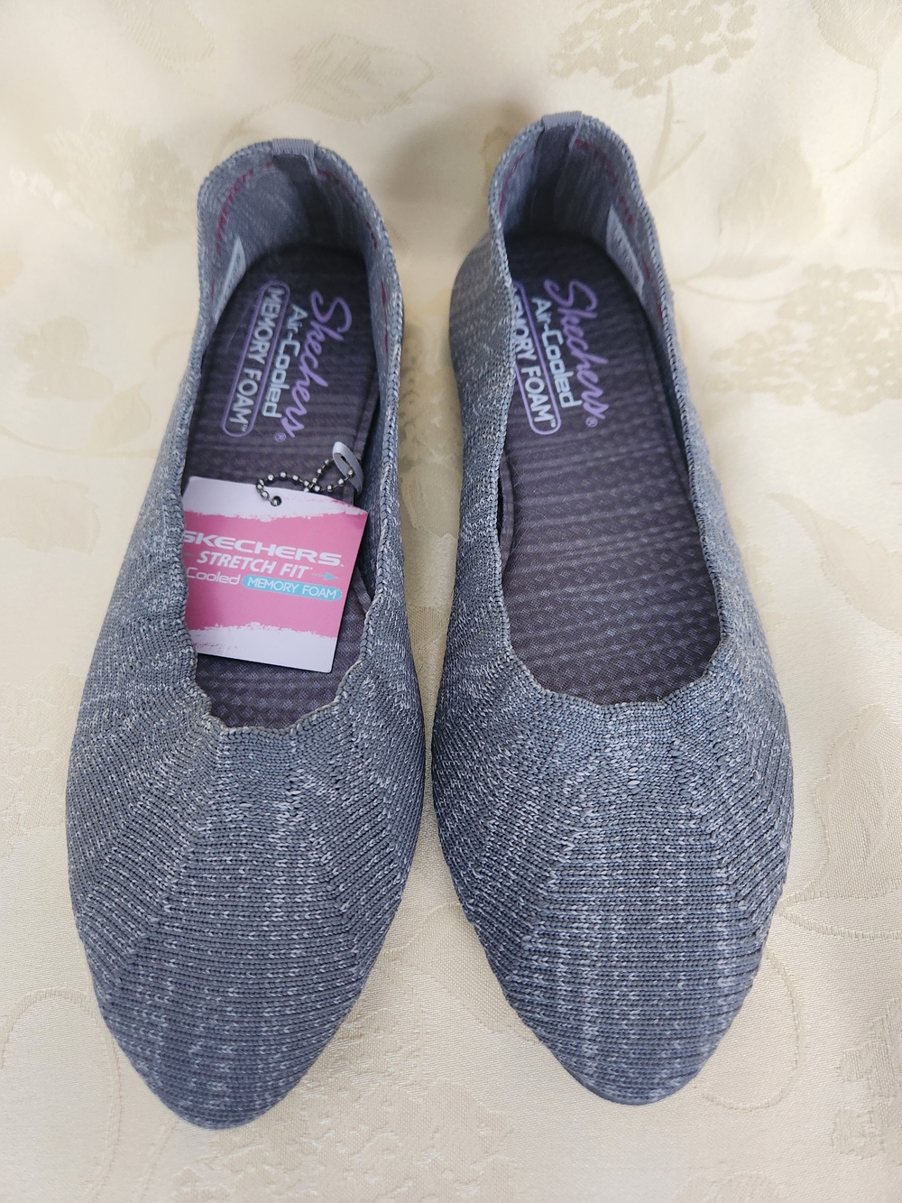 Skechers Women's Knit Slip-On Flats in Heather Gray